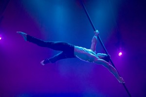 Cirque du Soleil star Saulo Sarmiento, aerial pole acrobat.