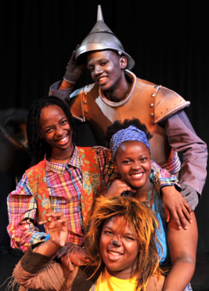 Nkosi Mnisi (Lion) Angella Mulaudzi (Dorothy) Lesedi Masheane (Scarecrow) Tsepho Skosana (Tin Man ) in THE WIZ at the NSA Photo Credit Essie Esterhuisen