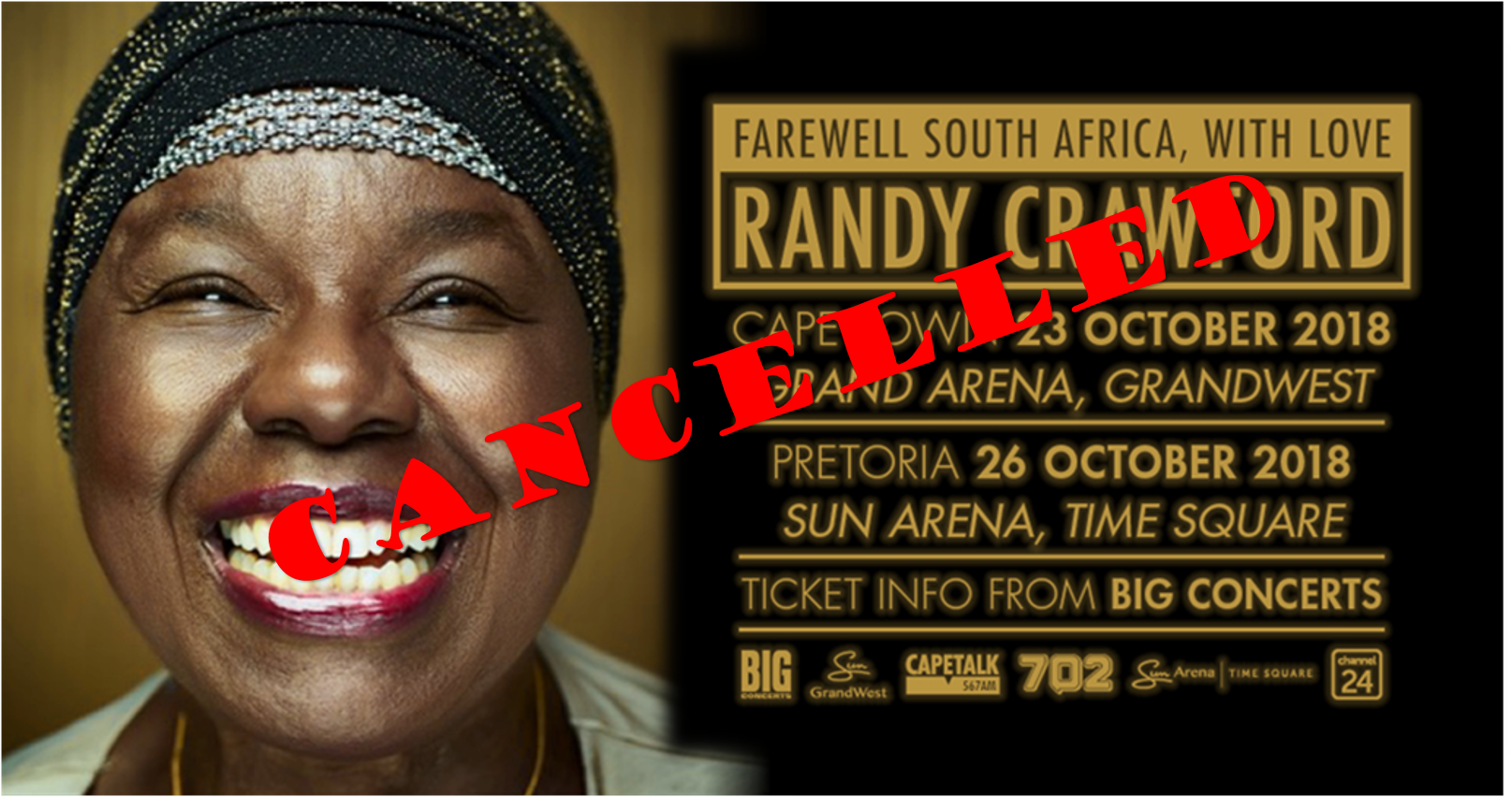 Randy Crawford: Cancelled